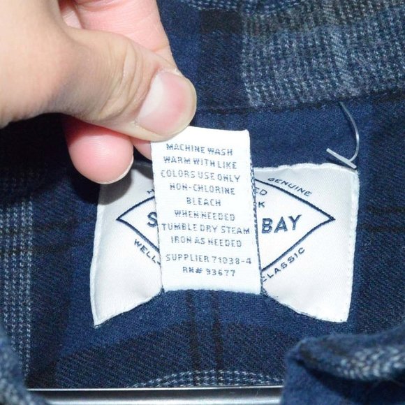 St. John's Bay Men's L Navy Blue Tartan Pattern Button-ups Long Sleeve Overshirt - Picture 7 of 7